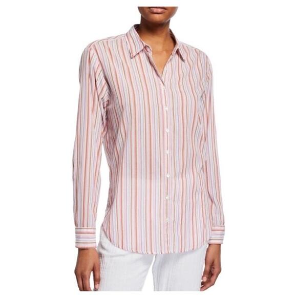 XIRENA Beau Striped Multicolor 100% Cotton Button Down Shirt Women’s Size Small - Picture 2 of 10